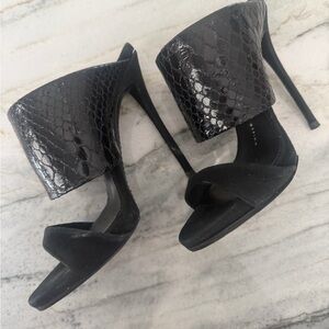 Giuseppe Zanotti Black Snake-Embossed Heels